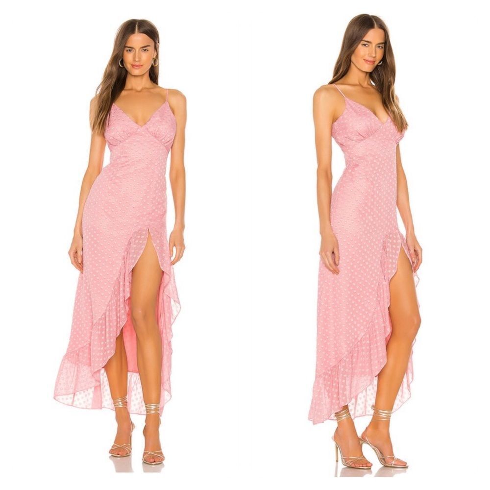 Privacy Please Gillian Maxi Dress Peony Pink Dot Ruffle PartySz S Revolve